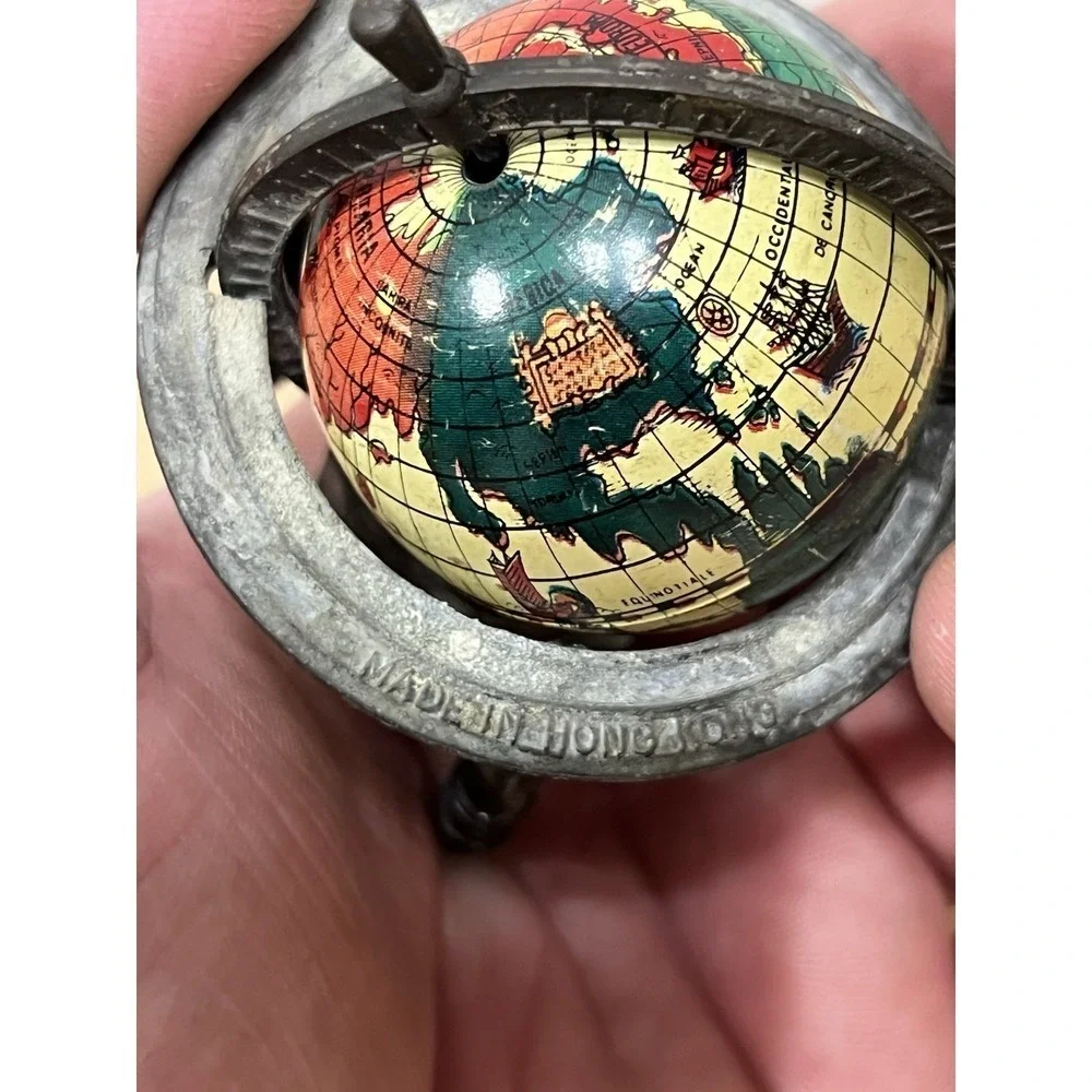 Vintage Mini Globe Pencil Sharpener Metal Stand Desk Decor 3